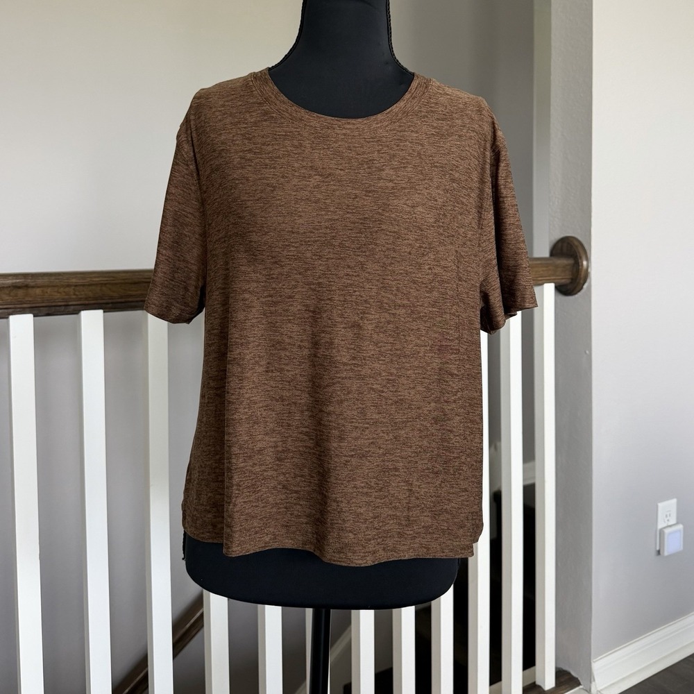 Outdoor Voices Cloudknit Boxy Short Sleeve Shirt Brown Medium Athleisure Sporty
